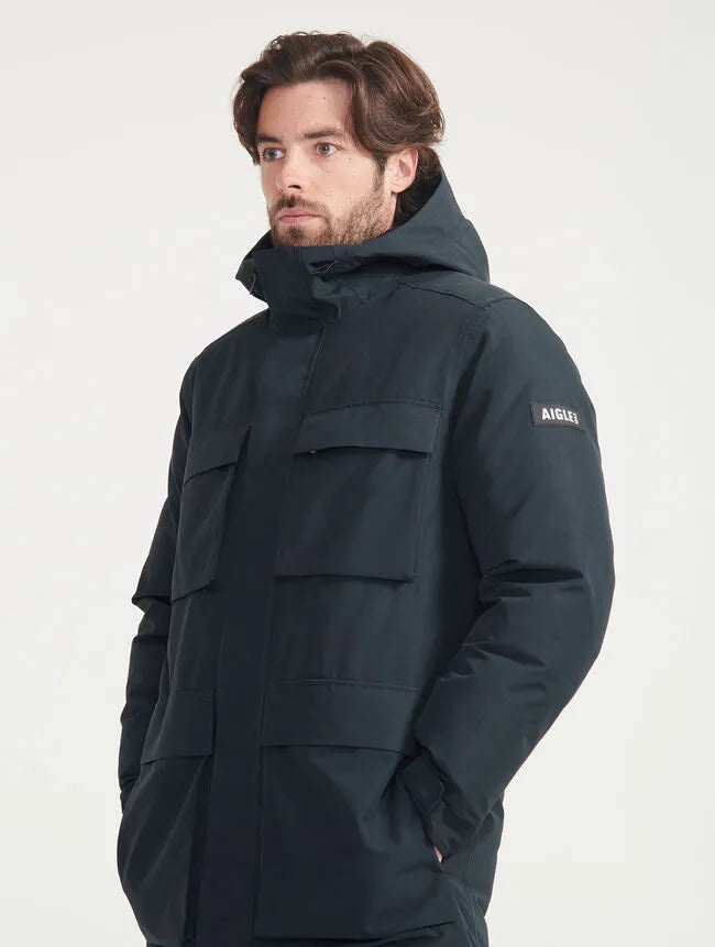 Aigle - Mid-Length Hooded Dupont Sorona® Quilted MTD® Parka - black - Men’s jacket