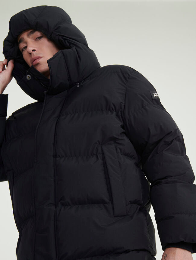 Aigle - Mid-Length, Print, Hooded Dupont Sorona® Quilted Jacket - black - Men’s jacket