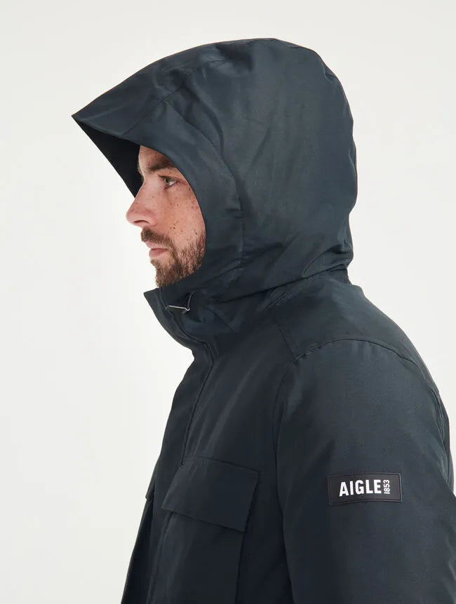 Aigle - Mid-Length Hooded Dupont Sorona® Quilted MTD® Parka - black - Men’s jacket