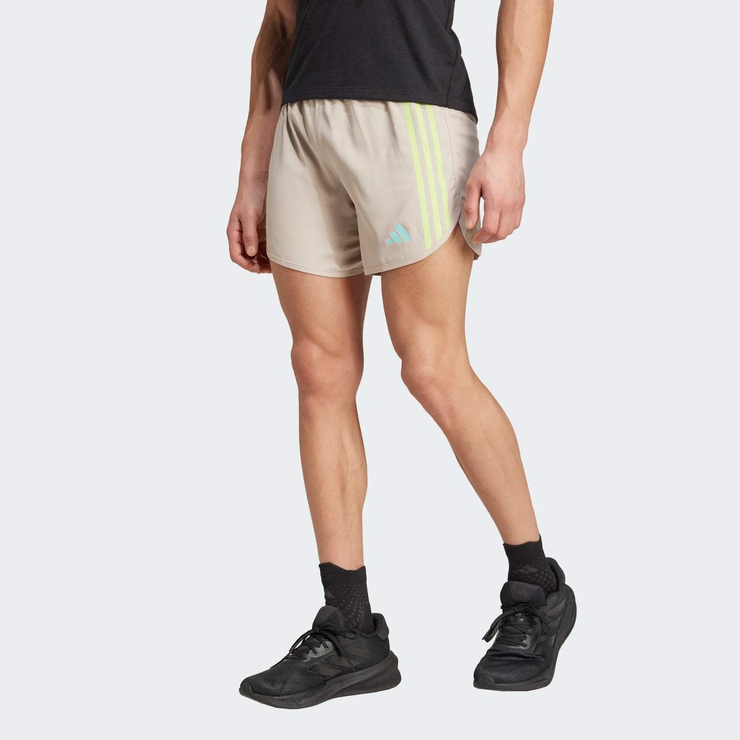 Adidas - Own The Run 5” Short - Wonder Beige / Pulse Lime  - Short de running hommes