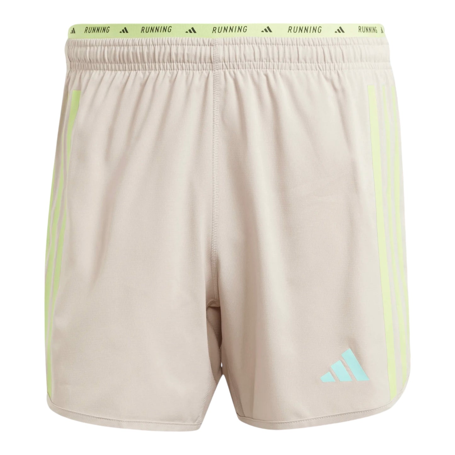 Adidas - Own The Run 5” Short - Wonder Beige / Pulse Lime  - Short de running hommes