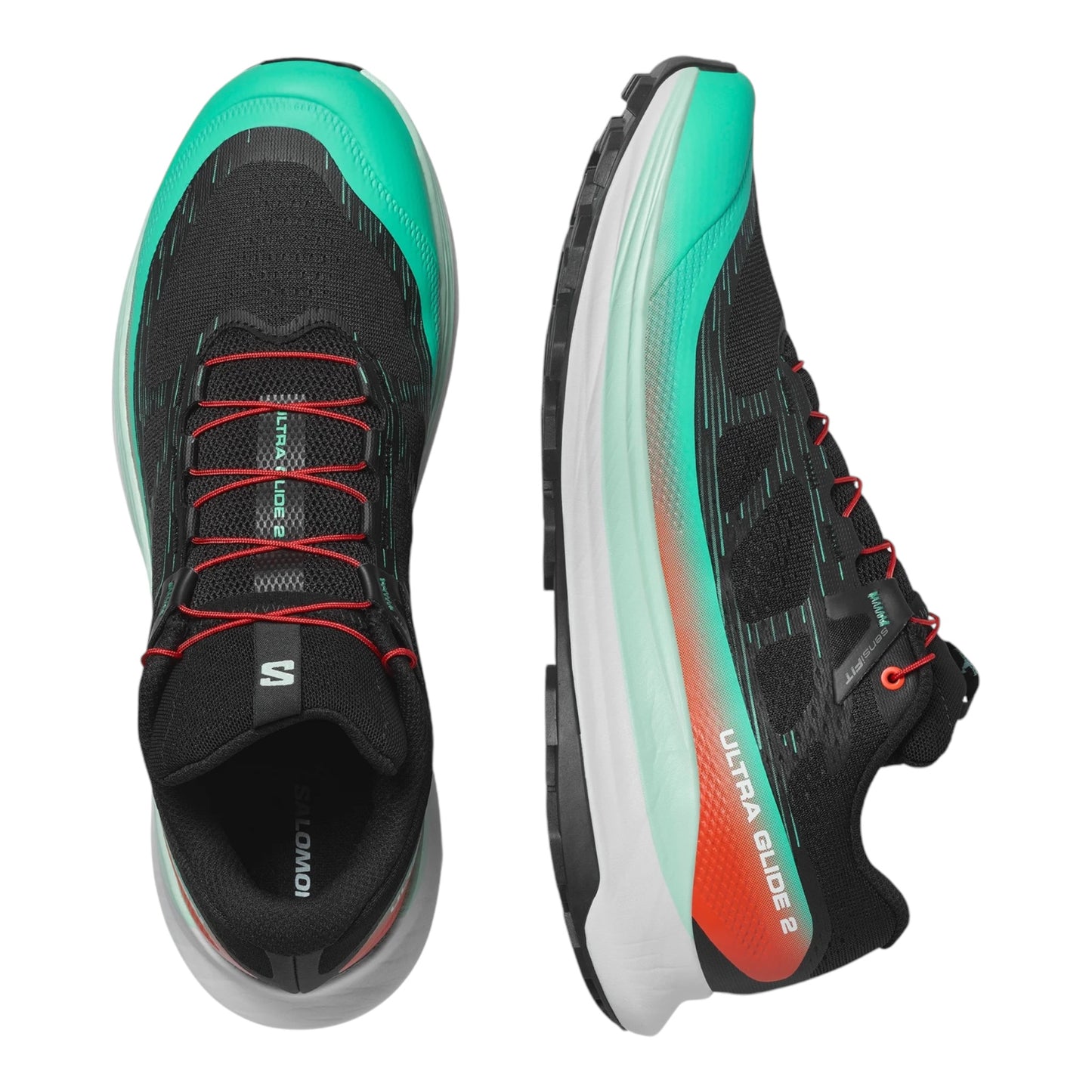 Salomon - Ultra Glide 2 - Black / Electric Green / Cherry Tomato - Chaussures de trail running hommes