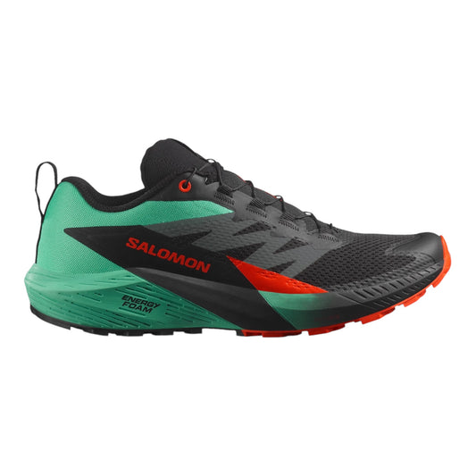 Salomon - Sense Ride 5 - Black / Bay / Cherry Tomato - Chaussures de trail running hommes